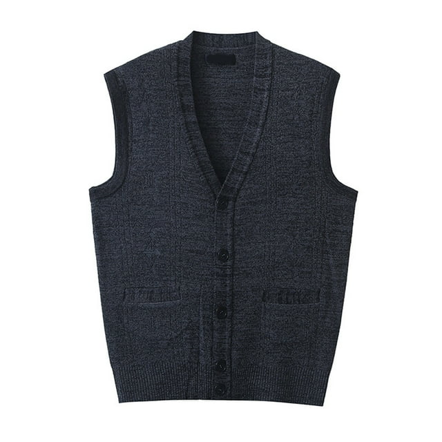 Gilet Chandail pour Hommes pour l'Automne et l'Hiver Mode Décontractée Col en V Sans Manches Tricoté avec devant Doux