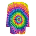 thumbnail image 4 of DDAPJ pyju Womens Summer Tops Tie Dye 3/4 Sleeve Shirt Loose Fit Three Quarter Length T Shirts Casual Holiday Party Blouses Lightning Sales Multicolor L, 4 of 6