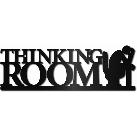 Bathroom Metal Wall Decor Thinking Room Wall Art Funny Black Iron Restroom Toilet Home Store Decoration for Above Door Topper