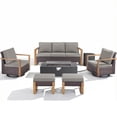 thumbnail image 2 of Patiobula Patio Luxury Oversized Furniture Set with Fire Pit Table, Outdoor All-Weather Sectional Swivel Rocker Chairs Sets, Wicker 7-Seat Conversation Set for Porch, Balcony, Deck, Brown/Gray, 2 of 12