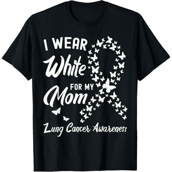 Playful Comfort Tee - I Wear White For My Mom Lung Cancer Awareness Butterflies T-Shirt