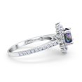 thumbnail image 3 of Halo Starburst Flower Wedding Ring Simulated Rainbow CZ 925 Sterling Silver Size 7, 3 of 5