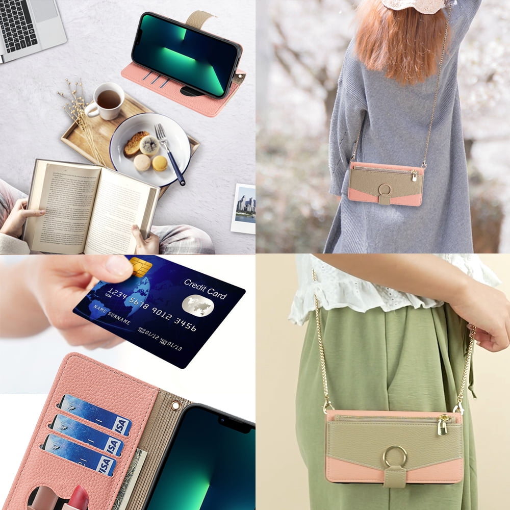 TECH CIRCLE For Samsung Galaxy A51 4G Wallet Case,PU Leather Flip Folio Stand Card Holder Zipper Ring Magnetic Protective Phone Case with Lanyard Strap Women Case for Galaxy A51 4G 6.5" 2019,Pink