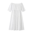 thumbnail image 7 of ClodeEU Women's Off The Shoulder 3/4 Sleeve Maxi Dress, Casual Tunic Waist Beach Dress with Side Slit White,Women's Plus L, 7 of 7