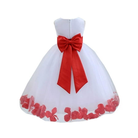 

Ekidsbridal Wedding Pageant Rose Petals White Tulle Flower Girl Dress Toddler Special Occasion 302T 6
