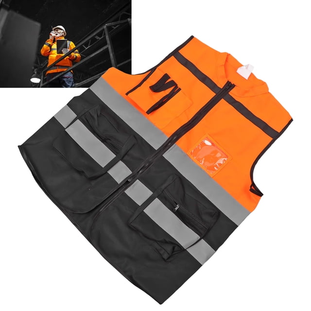Chaqueta Reflectante, Chaleco Reflectante De Seguridad Con Diseño De Cremallera Naranja XL Para Patrulla De Seguridad Pública