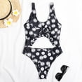 thumbnail image 4 of One Piece Swimsuit for Women Womens Daisy Print Halter Top With Deep V-Neck One-Piece Swimsuit, 4 of 9