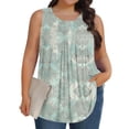 thumbnail image 7 of Homenesgenics Tank Tops for Women Plus Size Summer Floral Printed T-Shirt Home & Leisure Round Neck Tank Top,Sleeveless Tunic Tops Green XXL, 7 of 7