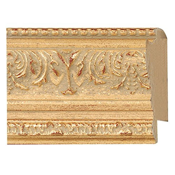 Picture Frame Moulding (Wood) 18Ft Bundle - Ornate Gold Finish - 1.625" Width - 3/8" Rabbet Depth