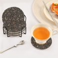 thumbnail image 3 of Yayeee 6 PCS Drink Coasters with Holder Set Woven Absorbent Round Tabletop Hot Pad, Floral Forest Pattern, 3 of 7