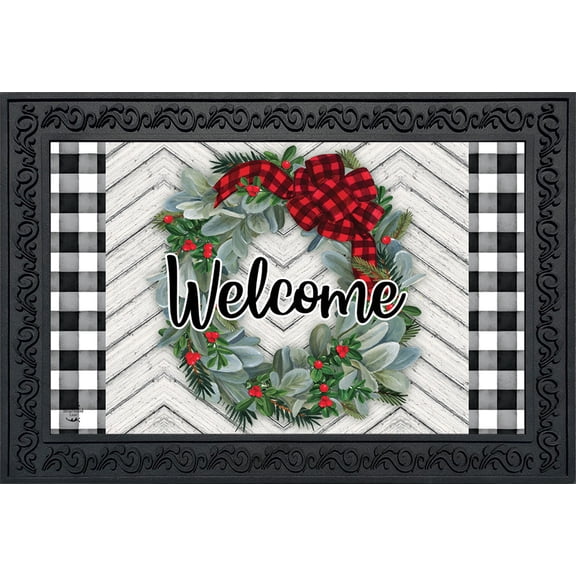 Briarwood Lane Winter Wreath Welcome Doormat