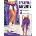 thumbnail image 4 of FEOYA Belly Dance Skirt for Women Sequin Tulle Hip Scarf Belt Adjustable Tie Waist Tassel Ruffle Dancewear Dancing Performance Rave Festival Purple, 4 of 7