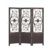 DecMode 66" x 1" Brown Metal Traditional Room Divider Screen