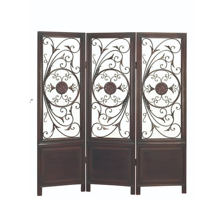 DecMode 66" x 1" Brown Metal Traditional Room Divider Screen