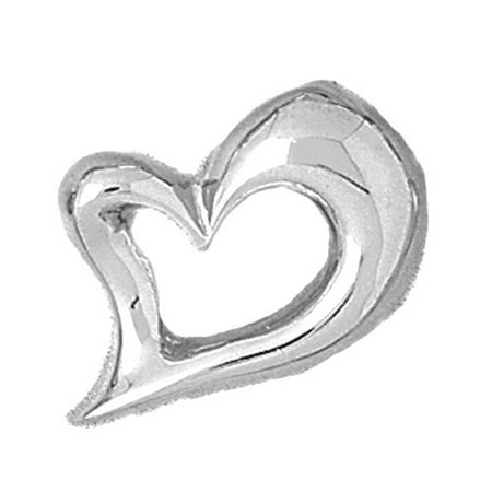 14K White Gold Floating Heart Pendant - 19 mm