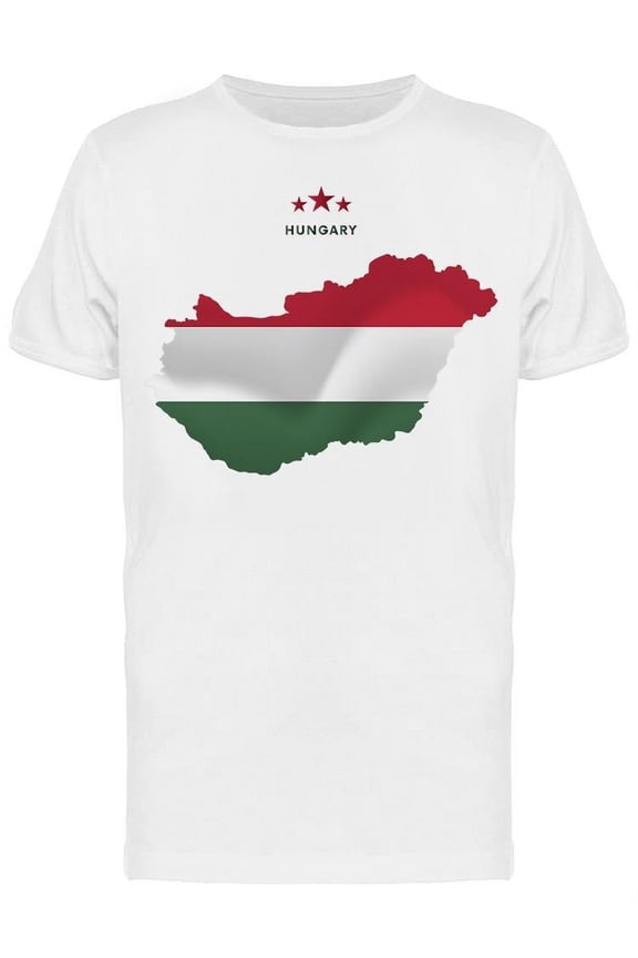 Hungary Map Waving Flag T-Shirt Men -Image by Shutterstock, Male x-Large