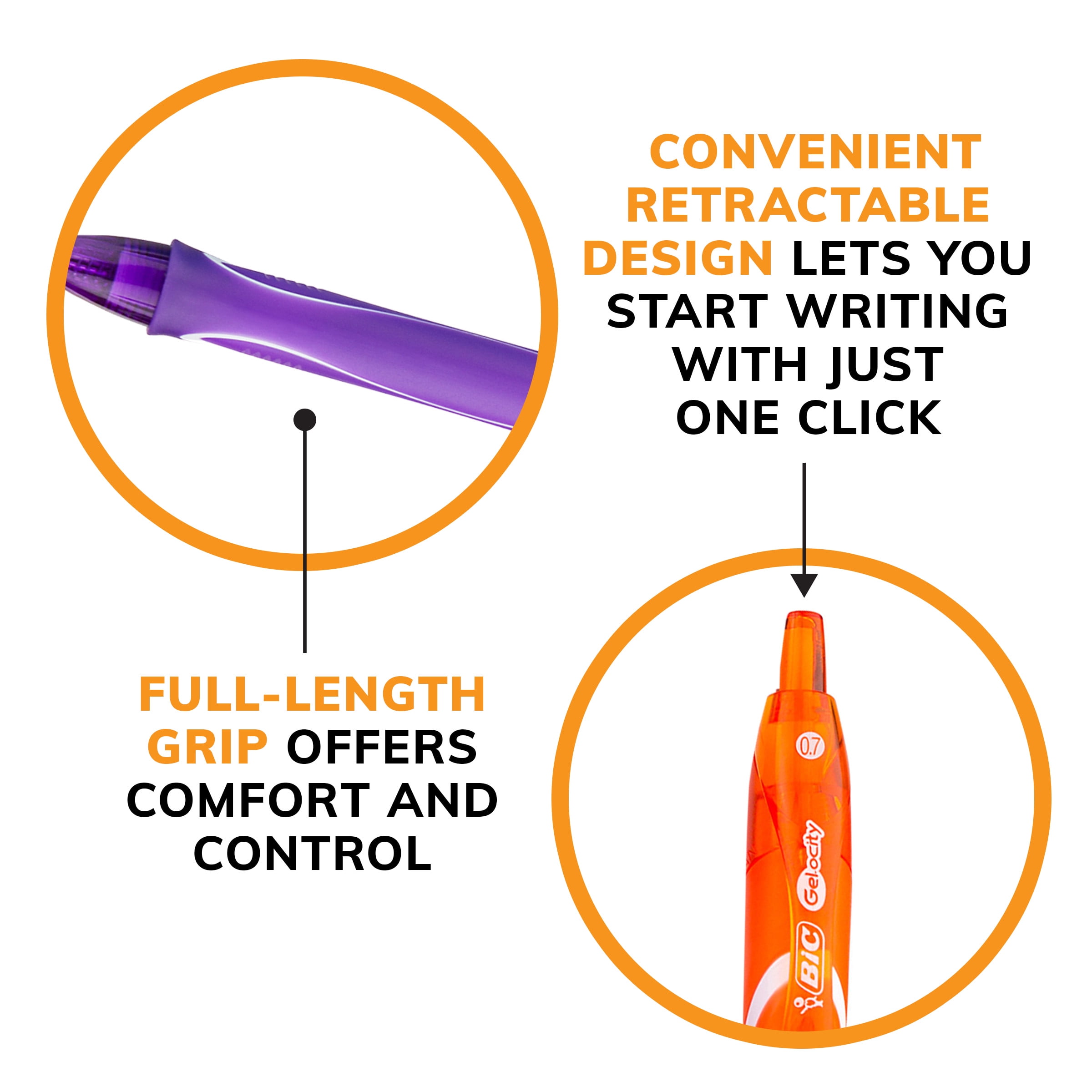 BIC Gel-ocity Retractable Quick Dry Gel Pen, Medium Point, Assorted, 16-Count