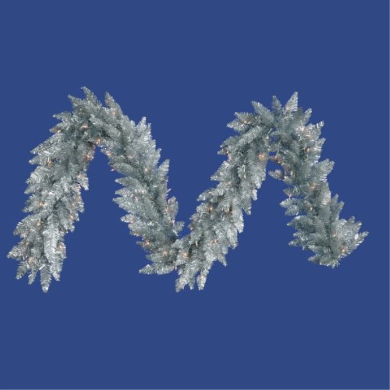 Vickerman 9' Silver Artificial Christmas Garland Unlit