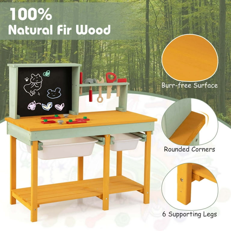 Kids Work Table Costway Kids Wooden Toy Workbench With Storage