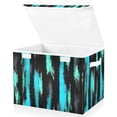 thumbnail image 2 of Black Green Graffiti Large Storage Bins with Linen Collapsible Lid Storage Box 16.7 x 12.6 x 11.8in, 2 of 7