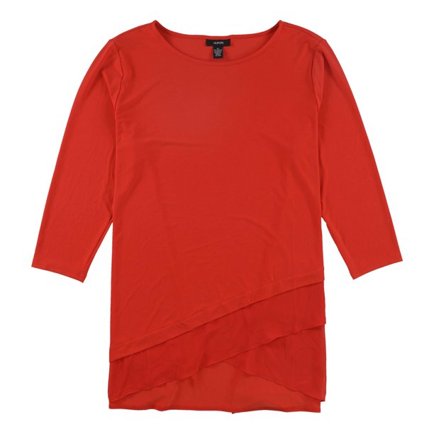 Alfani - Blusa de gasa para mujer, color rojo, pequeña