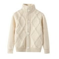 thumbnail image 3 of SUXIAN Boys Sweater Knitted Button Down Turtleneck Cardigan Long Sleeve Outwear for Kids 2 to 10 Years Beige 7-8 Years, 3 of 7