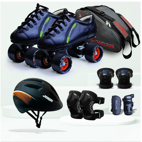 Jaspo Drift Pro Shoe Skate Combo(Shoe Skates+ Helmet+knee+elbow+wrist+bag) (Size-7 Uk (Age 13-14 Yrs), Drift Pro) Pattern Floral | Highly Durable, Economic, Finely Stitched