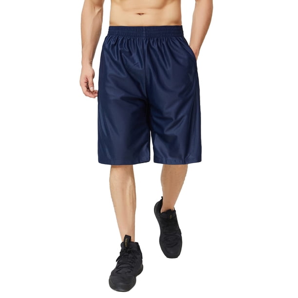 Urbciety Pantalones Cortos De Baloncesto Largos De Malla De 12.0 In Con Bolsillos Para Hombre, Color Azul Marino Mediano