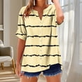thumbnail image 2 of Khunlpohl Womens Striped Tops Cotton Linen Short Sleeve Baggy Top Button down Casual V Neck Blouse Shirts, 2 of 5