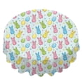 thumbnail image 2 of Easter and Bunnies Light Blue Stripe Pattern Round Tablecloth 60", Wrinkle-Resistant Wipeable Cover for Kitchen, Dining, Picnic & Patio, 2 of 6