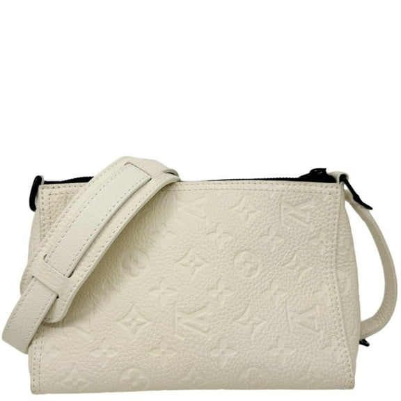 Pre-Owned Louis Vuitton Triangle Monogram Empreinte Leather Shoulder Bag Off White