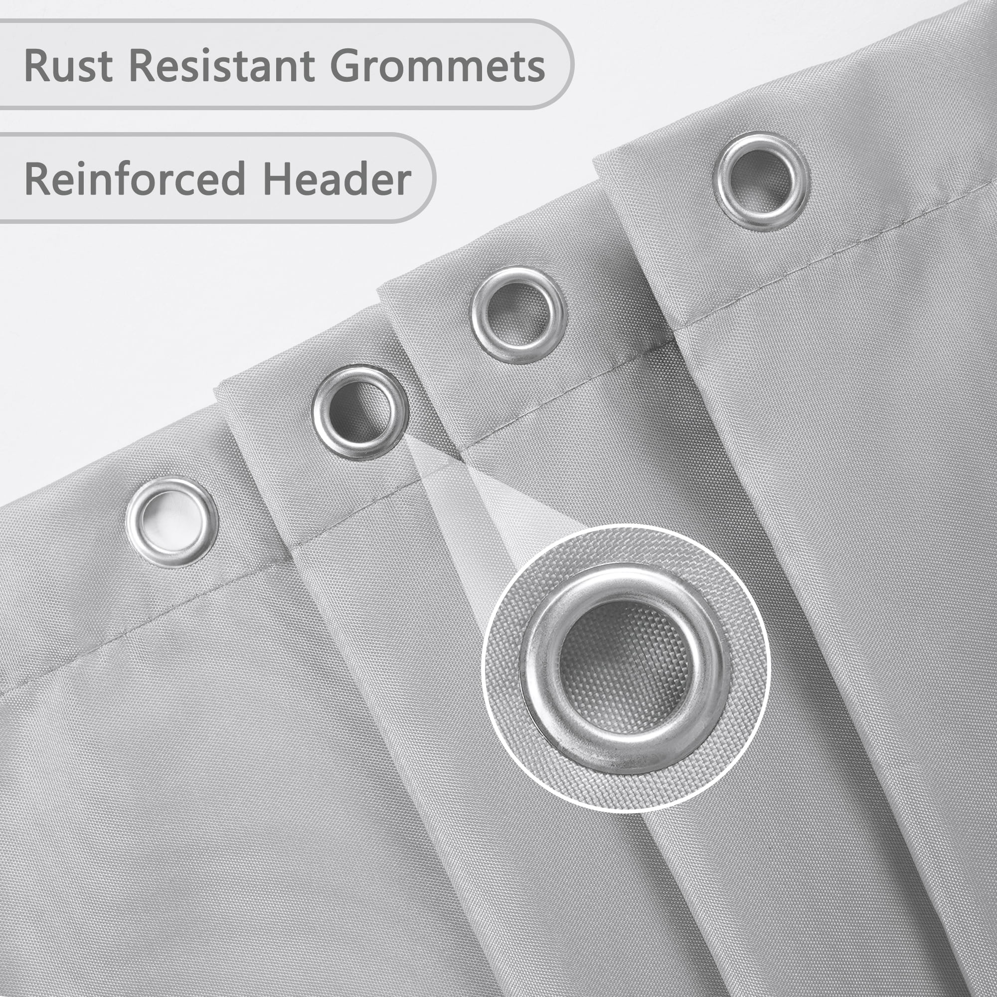 Inosoo Light Gray Fabric Shower Curtain, 72"Wx72"H Water Repellent Cloth Shower Curtain Liner with G(图4)