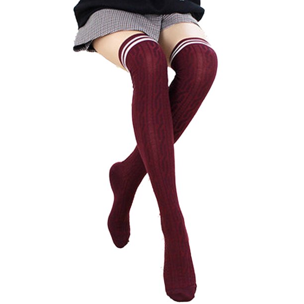 UPAIRC Womens Cable Knit Ribbed Over The Knee Thigh High Stockings Long