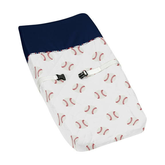 Sweet Jojo Designs Baseball Patch Red White and Blue Changing Pad Cover