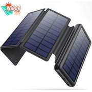 Solar Charger 26800mAh【Newest Solar Power Bank】 Portable 4 Solar Panel Charger External Backup Battery Pack with Type C