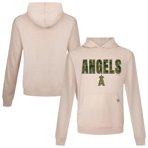 Men's Levelwear Khaki Los Angeles Angels Relay Protect Pullover Hoodie