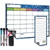FirMate Magnetic Calendar for Refrigerator, Dry Erase Board Calendar, Set of 2 Kitchen Whiteboard Planner （16.5"x11.8" Monthly/Weekly Calendar & 5"x11.8" Shopping List） with 4 Pens and 1 Eraser