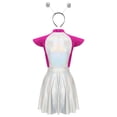 thumbnail image 4 of TiaoBug Womens Space Alien Cosplay Costume Outer Space Cutie Metallic Cap Slevee Dress with Hairhoop Hot Pink XXL, 4 of 7