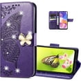 thumbnail image 4 of for Samsung Galaxy A24 4G Wallet Case for Women Girls, Shiny Butterfly Flower PU Leather Cover with Card Slot Holder Flip Phone Case for Samsung Galaxy A24 4G Rhinestone Deep Purple, 4 of 17