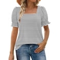thumbnail image 2 of Blouses for Women Pleated Short Sleeve Tunic Tops Dressy Casual Summer Shirts Rollbacks,White,XXL, 2 of 7