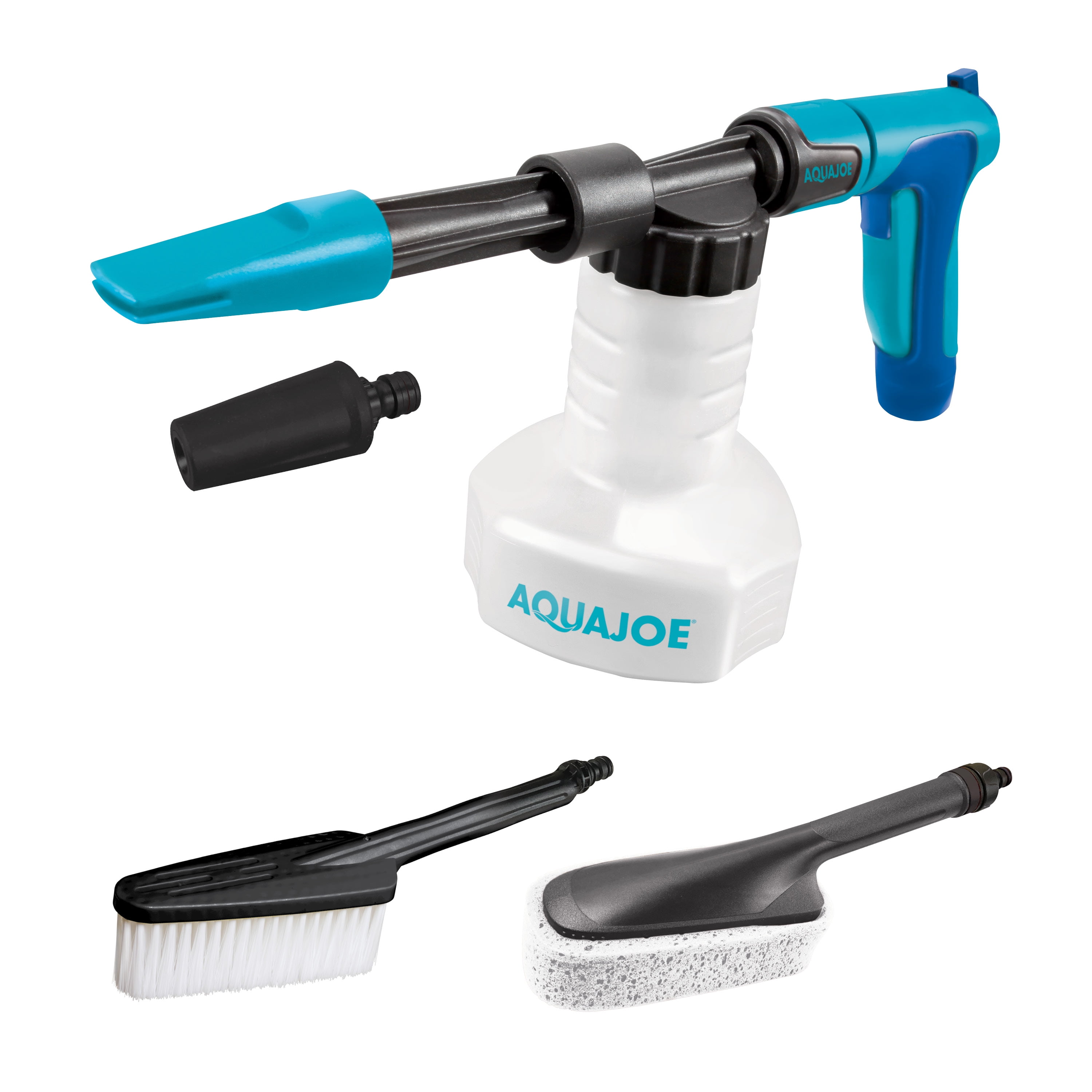 Aqua Joe AJ-SPXN-PRO 2-in-1 All-Purpose Garden Hose-Powered Adjustable Foam Cannon Spray Gun Kit , W/ Bristle Brush and Detailer Sponge Attachments , Quick-Connect