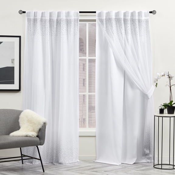 Exclusive Home Luminous Room Darkening Blackout Hidden Tab Top Curtain Panels, 52"x84", White, Set of 2