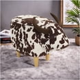 thumbnail image 3 of Brown and White Cow Print Velvet Ottoman Footstool, Modern Animal Shaped Accent Stool for Living Room, Bedroom, Porch, Garden Decor, 3 of 8