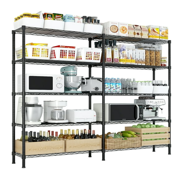 58"W Heavy Duty NSF Certified 5-Tier Wire Shelving Unit, 1500LBS Capacity Adjustable Metal Storage Rack for Garage, Pantry, Kitchen, Commercial Use (58"W x 71"H)