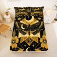 thumbnail image 5 of jejeloiu Western Vintage Moth Bed Sheets For Girls,Geometric Print Full Size Sheets,Black Gold,4pcs,1 Flat Sheet, 1 Fitted Sheet and 2 Pillowcases, 5 of 6