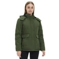 thumbnail image 3 of WenVen Women's Plus Size Coats Hooded Puffer Jacket Recycled Winter Coat Green 3XL, 3 of 10