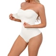 thumbnail image 4 of INSPIRE CHIC Women's Strapless Shapewear Front Hook Push Up Bodysuits Seamless Non Slip Silicone Bodyshaper with Removable Straps M White, 4 of 5