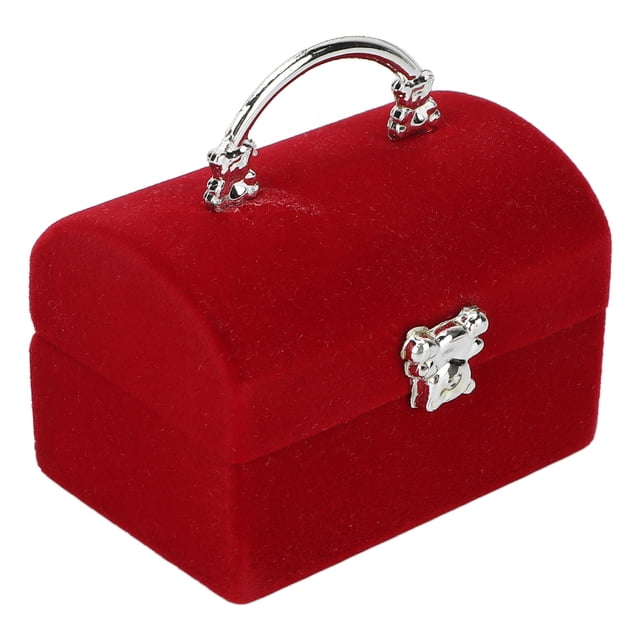 Caja de joyería pequeña flocado rojo Retro pendiente collar caja de almacenamiento de viaje organizador de pulseras portátil