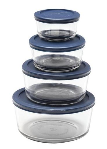 Set Of 3 Anchor Hocking Glass Food Storage Containers with Purple Lids 4 Cup 