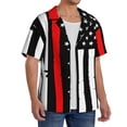 thumbnail image 4 of Gaeub Firefighters USA Flag Men's Lapel Short Sleeve Shirt, Relaxed Fit Shirt, Soft and Breathable for Outdoors Party Travel - Small, 4 of 7